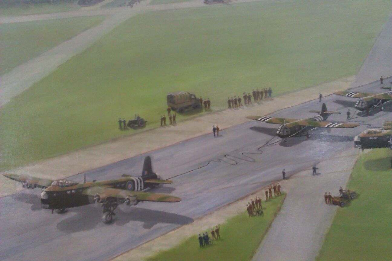 Image: Painting of Short Stirlings and Horsa gliders at RAF Brize Norton